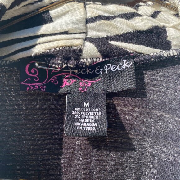 Woman's Peck & Peck Black & White Geo Over Shirt Jacket Blazer Top Size Medium - Picture 6 of 8